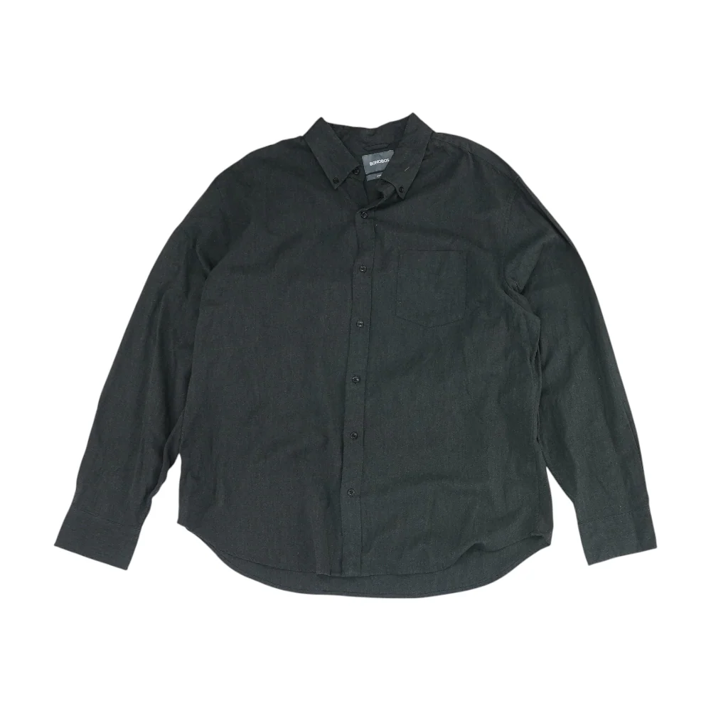 Black Solid Long Sleeve Button Down