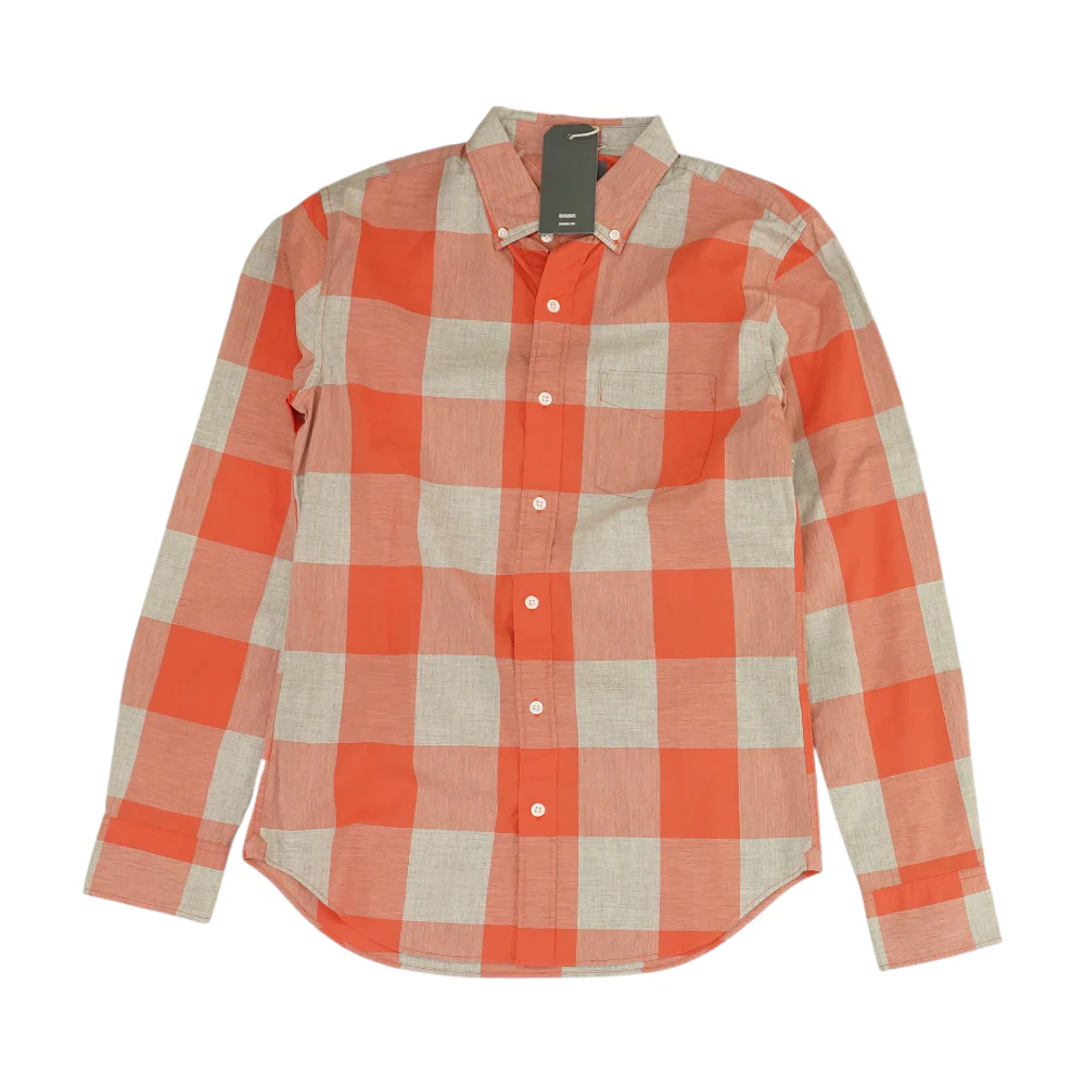 Coral Check Long Sleeve Button Down