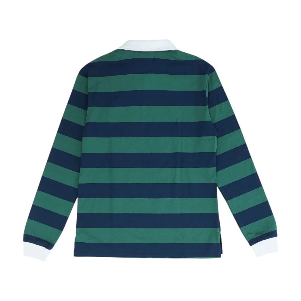 Navy Striped Long Sleeve Polo - Image 2