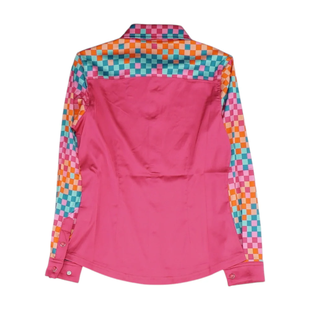 Pink Color Block Long Sleeve Button Down - Image 2