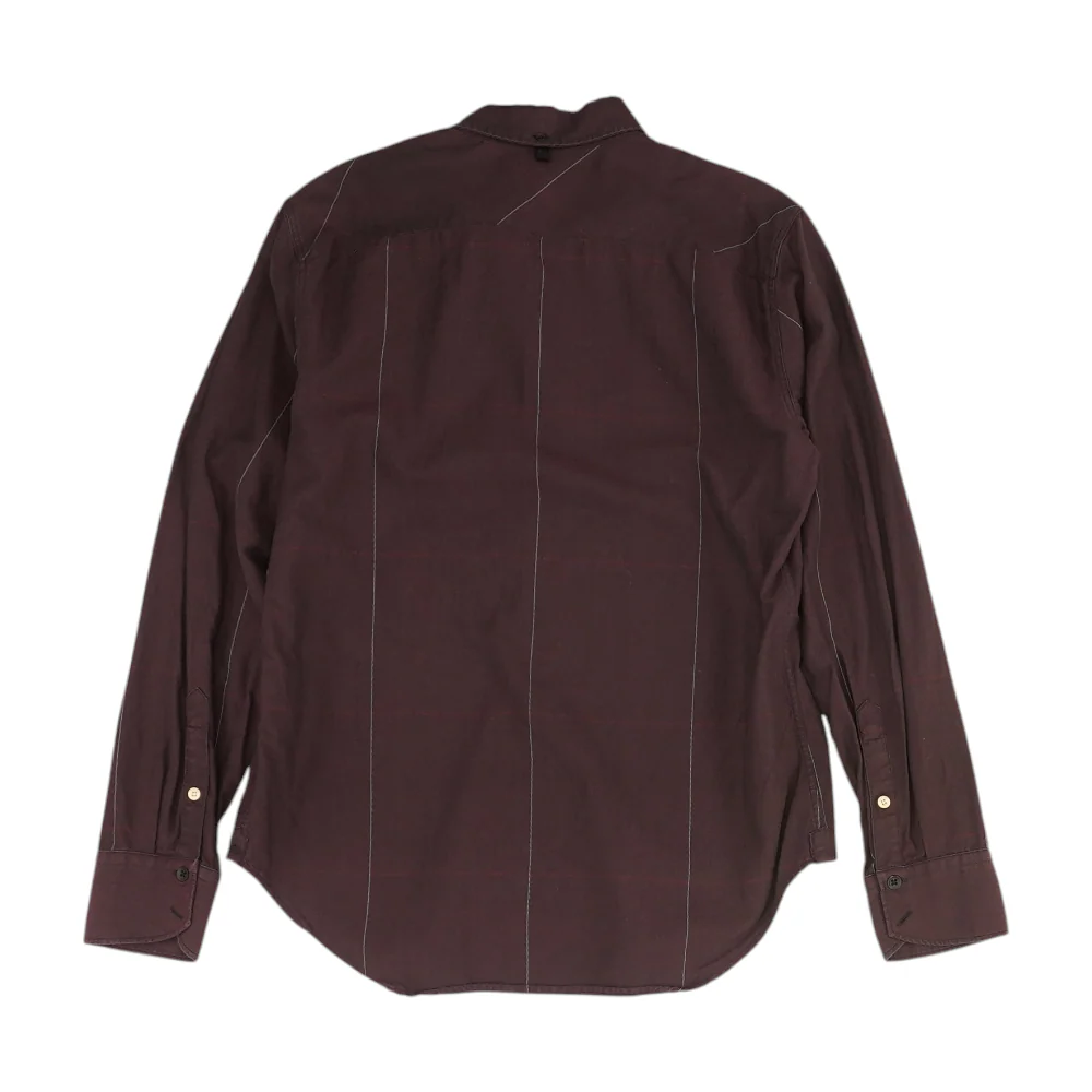Burgundy Herringbone Long Sleeve Button Down - Image 2