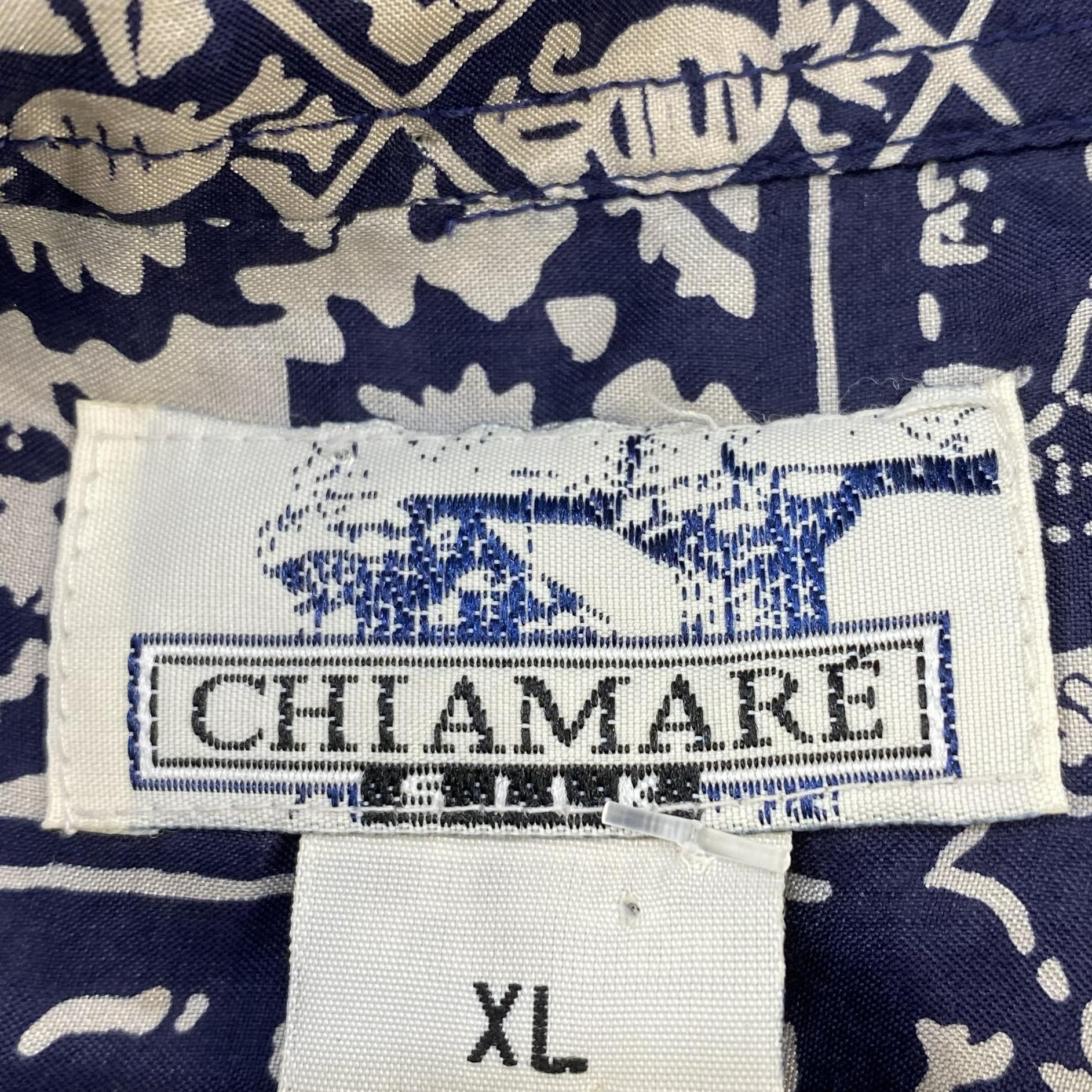 Vintage Navy Print Long Sleeve Button Down - Image 3