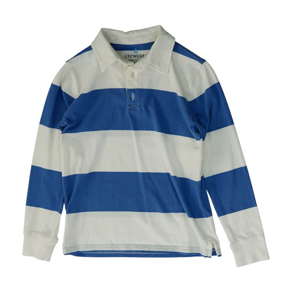 Blue Striped Long Sleeve Polo