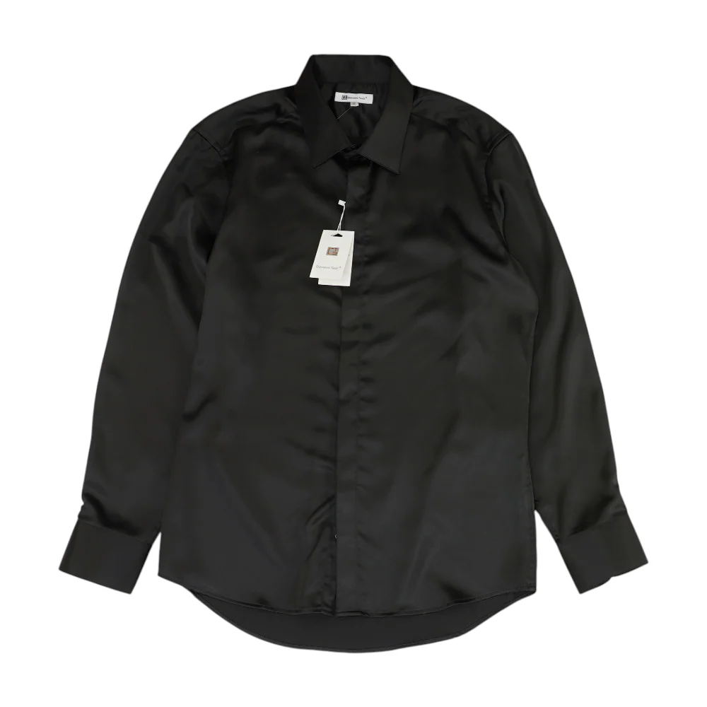 Black Solid Long Sleeve Button Down