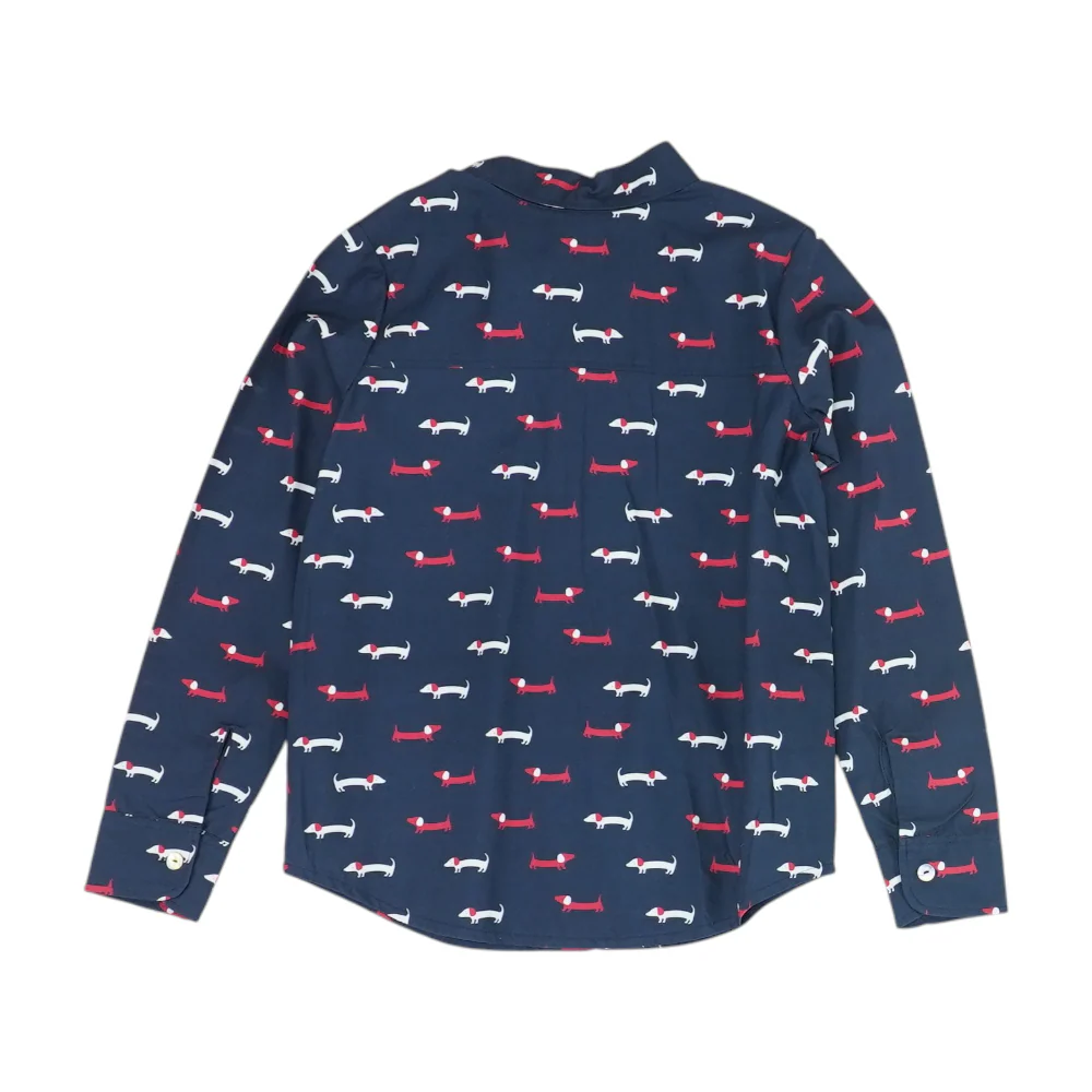 Navy Graphic Long Sleeve Button Down - Image 2