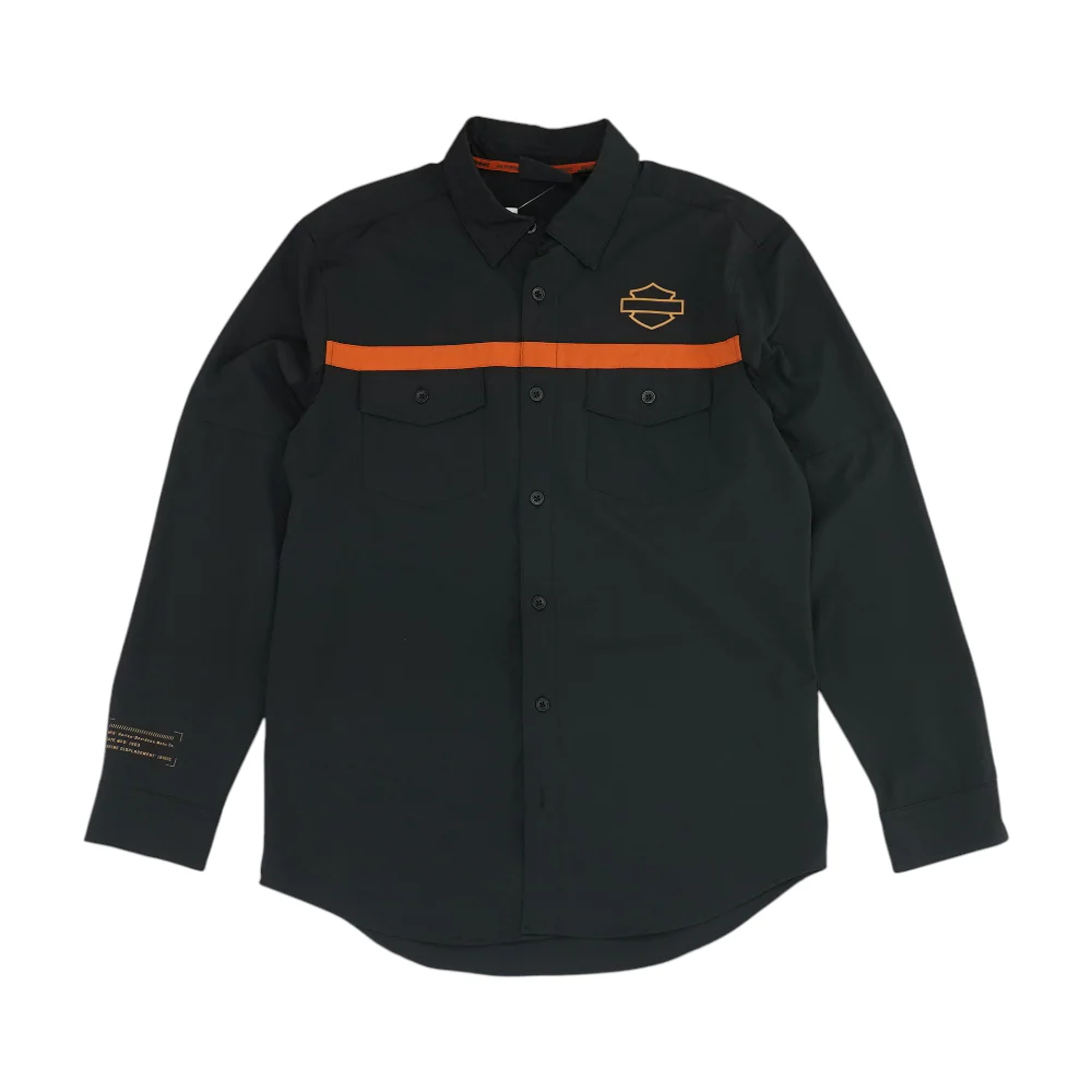 Black Solid Long Sleeve Button Down