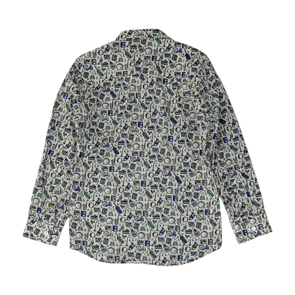 Beige Graphic Long Sleeve Button Down - Image 2