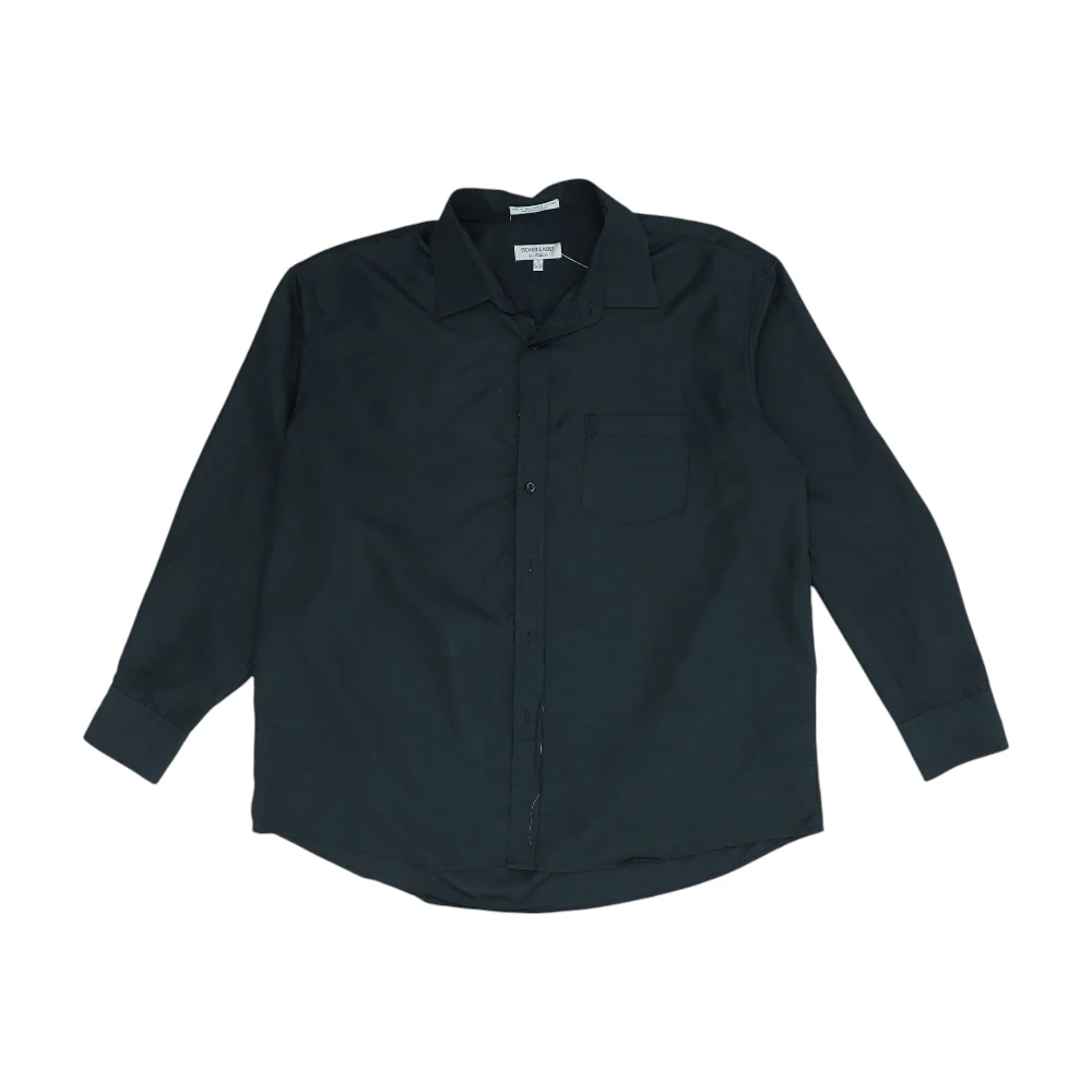 Black Solid Long Sleeve Button Down