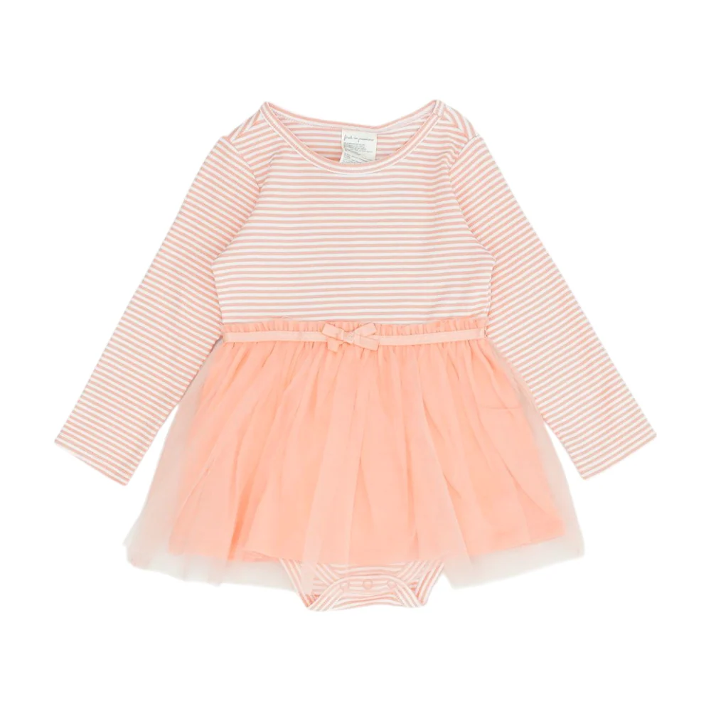 Orange Striped Long Sleeve One-Piece