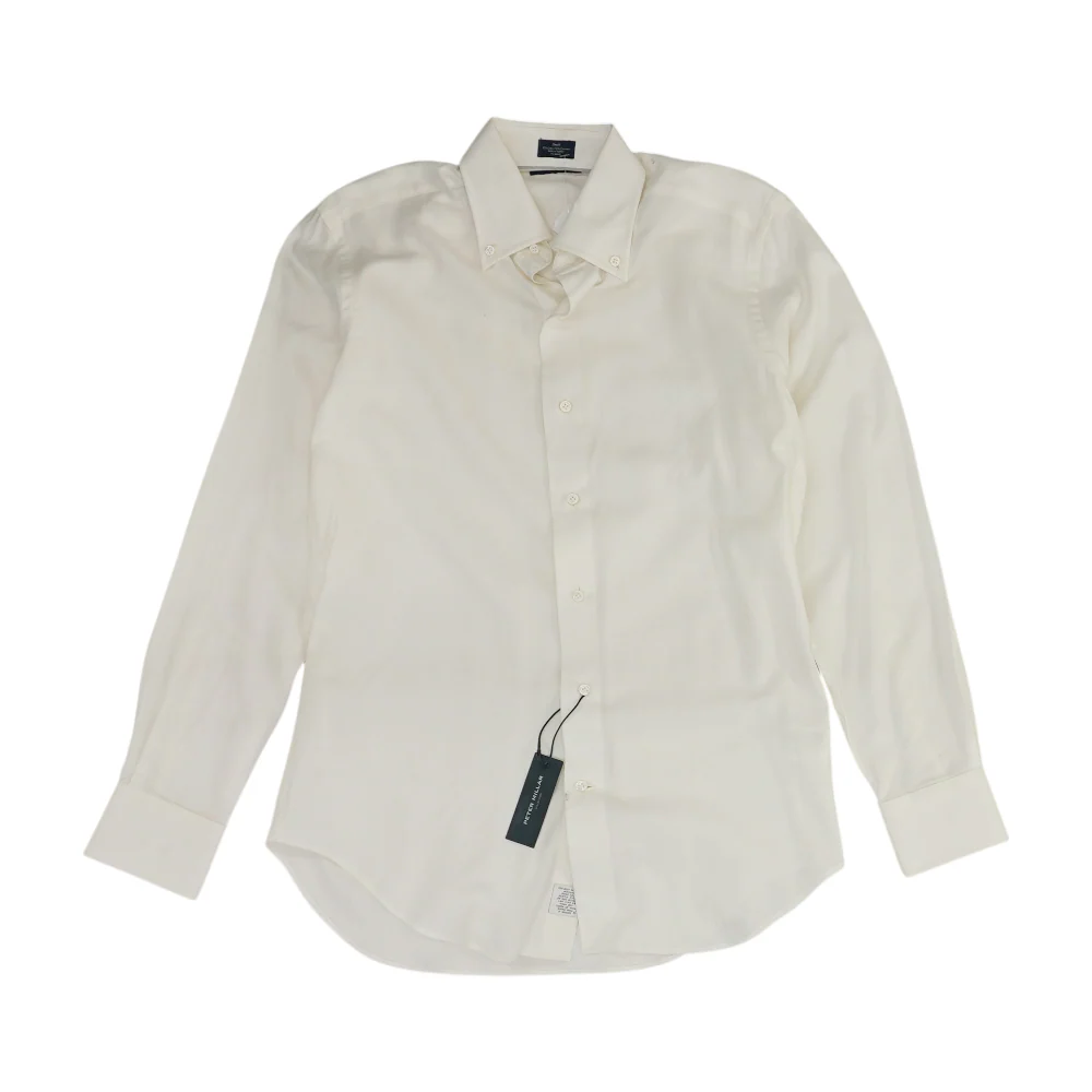 Cream Solid Long Sleeve Button Down