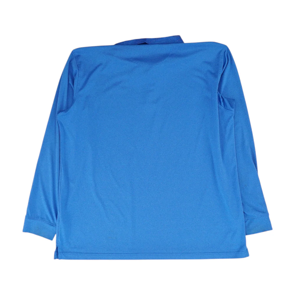 Blue Solid Long Sleeve Polo - Image 2