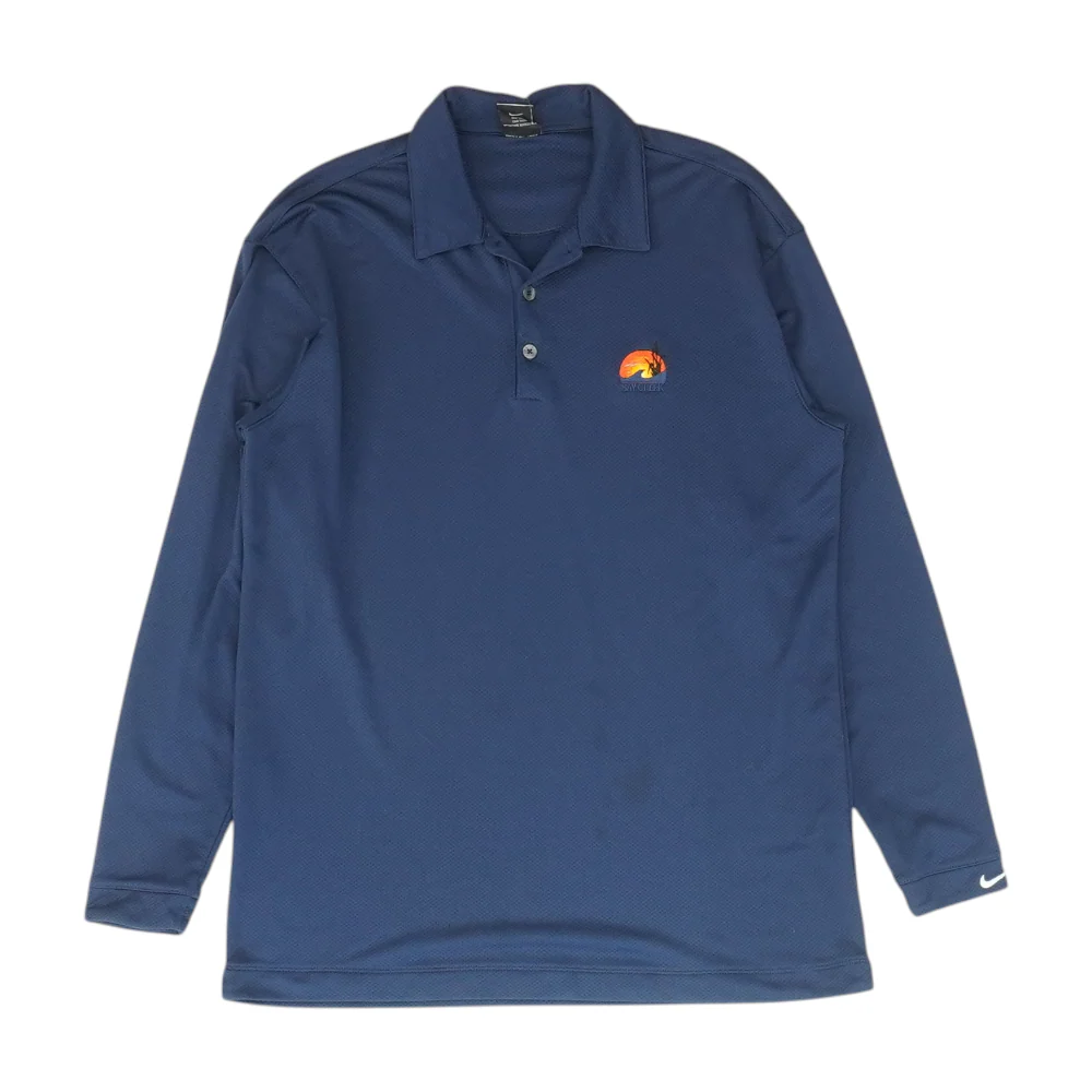 Navy Solid Long Sleeve Polo