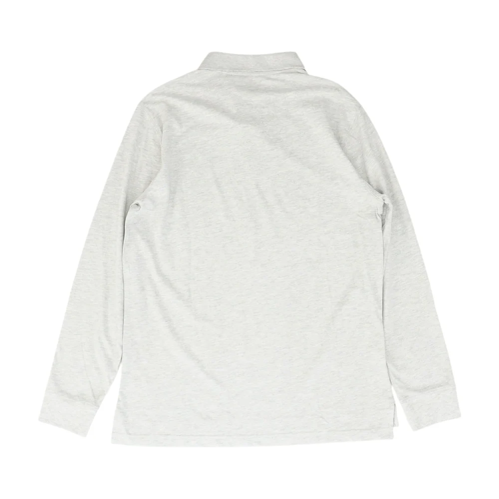 Gray Solid Long Sleeve Polo - Image 2