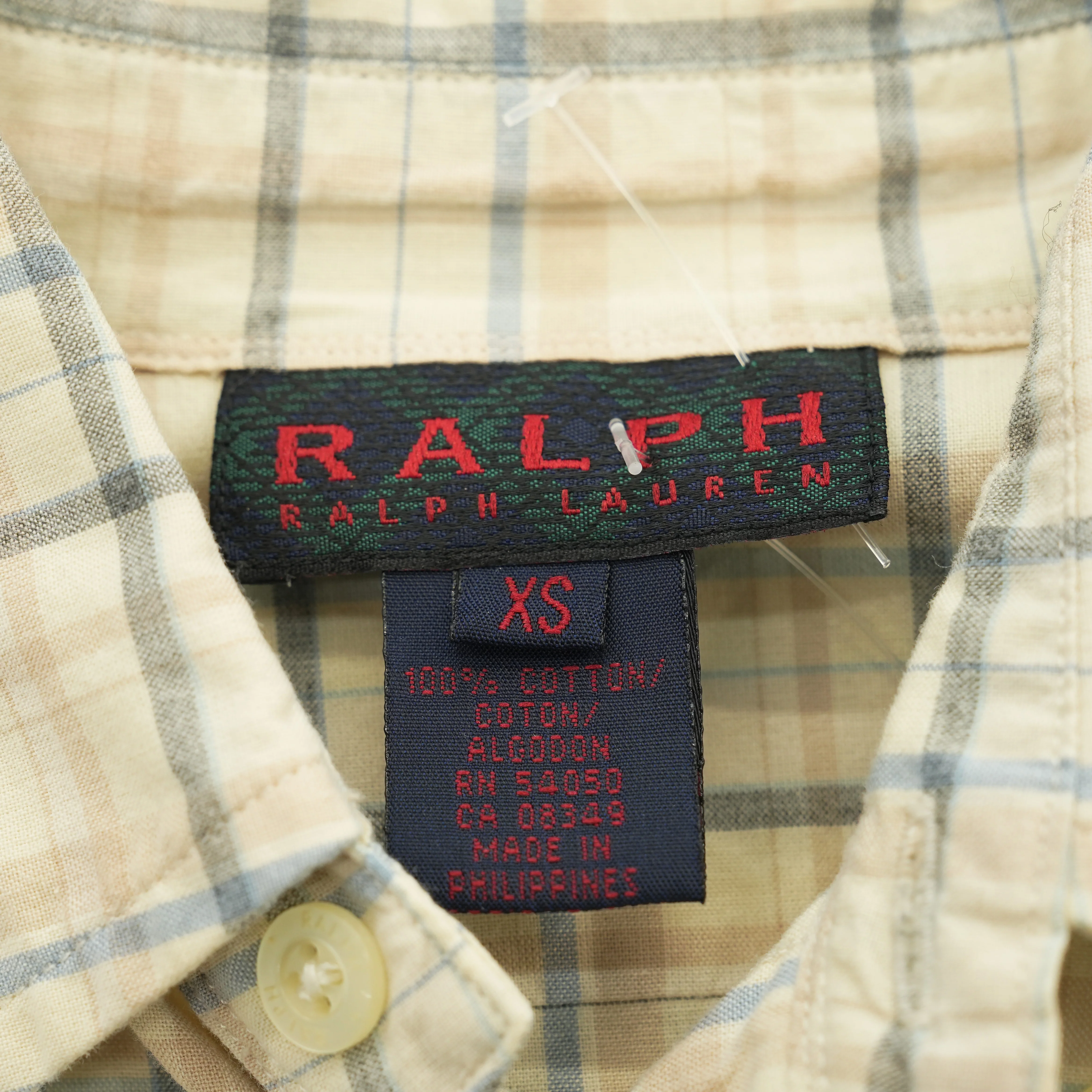 Vintage Beige Plaid Long Sleeve Button Down - Image 3