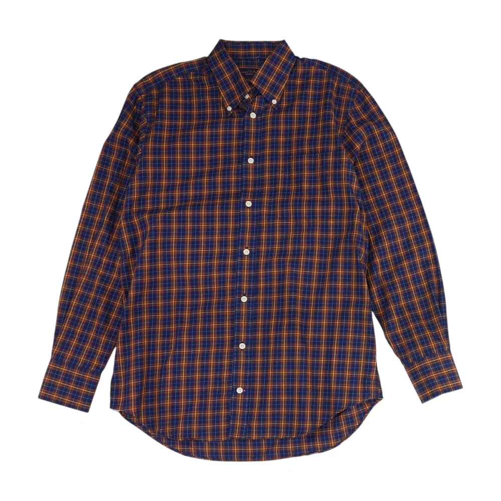 Navy Plaid Long Sleeve Button Down