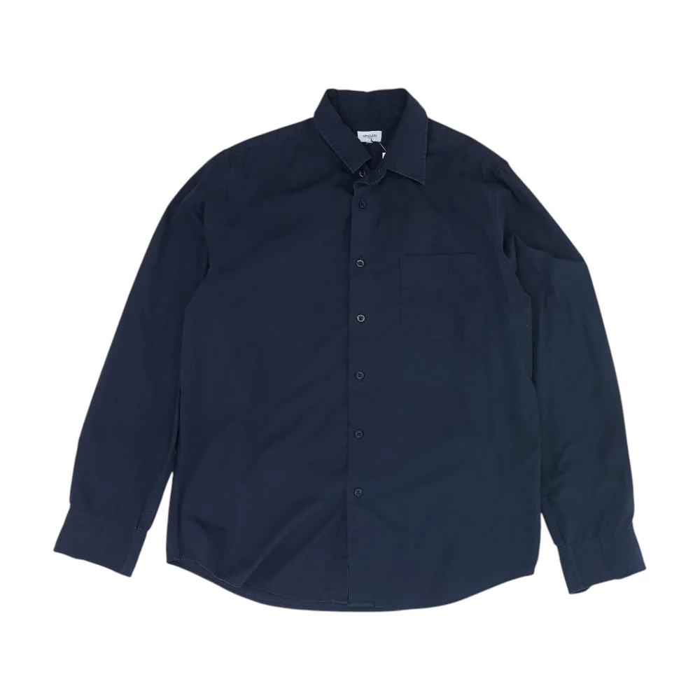 Navy Solid Long Sleeve Button Down