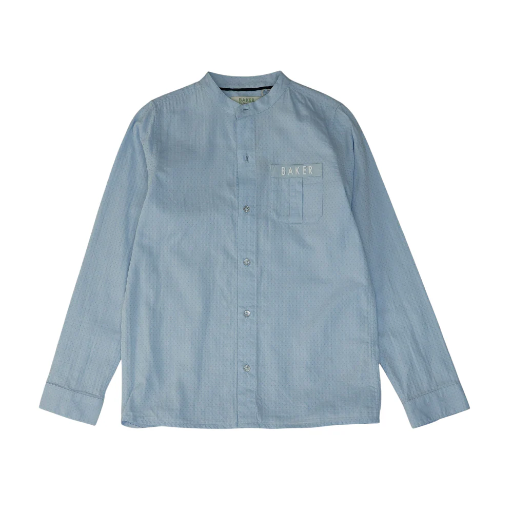 Blue Polka Dot Long Sleeve Button Down