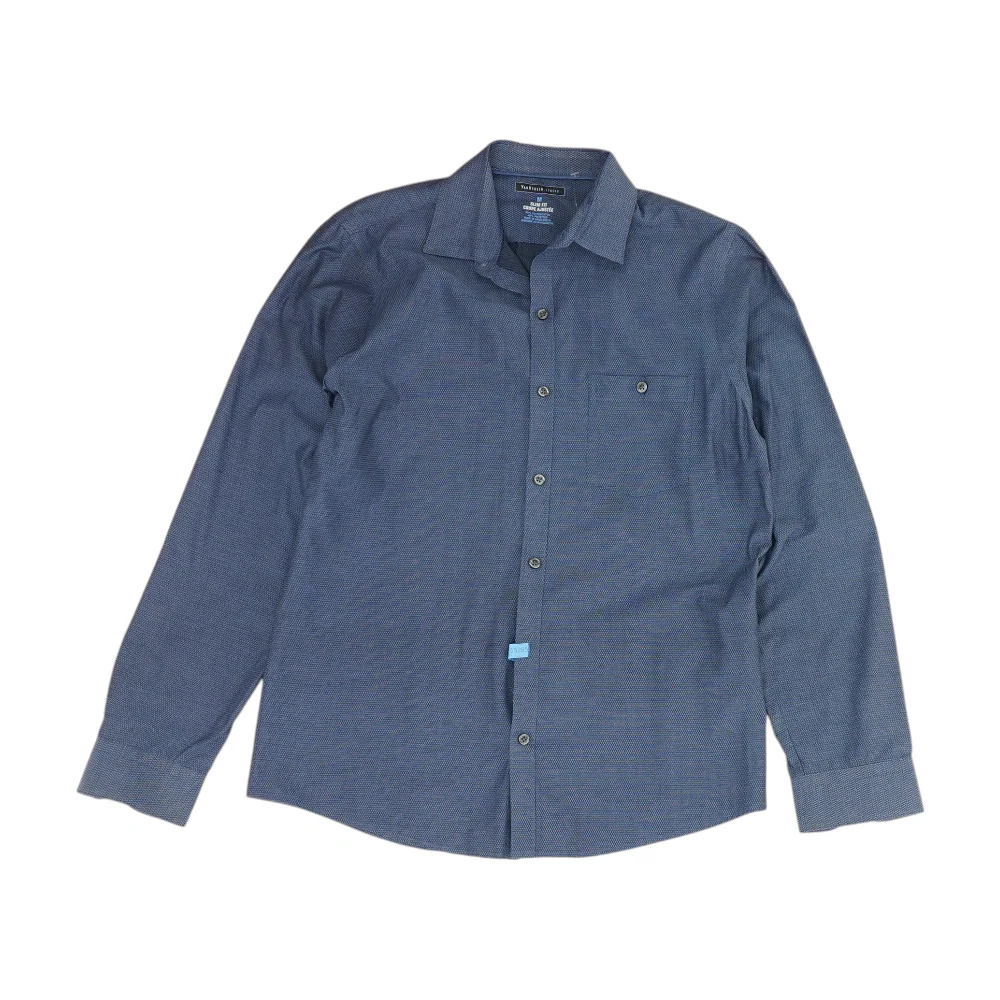Blue Polka Dot Long Sleeve Button Down