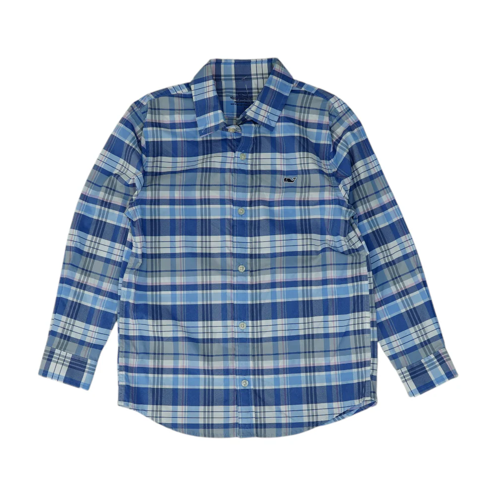 Blue Plaid Long Sleeve Button Down