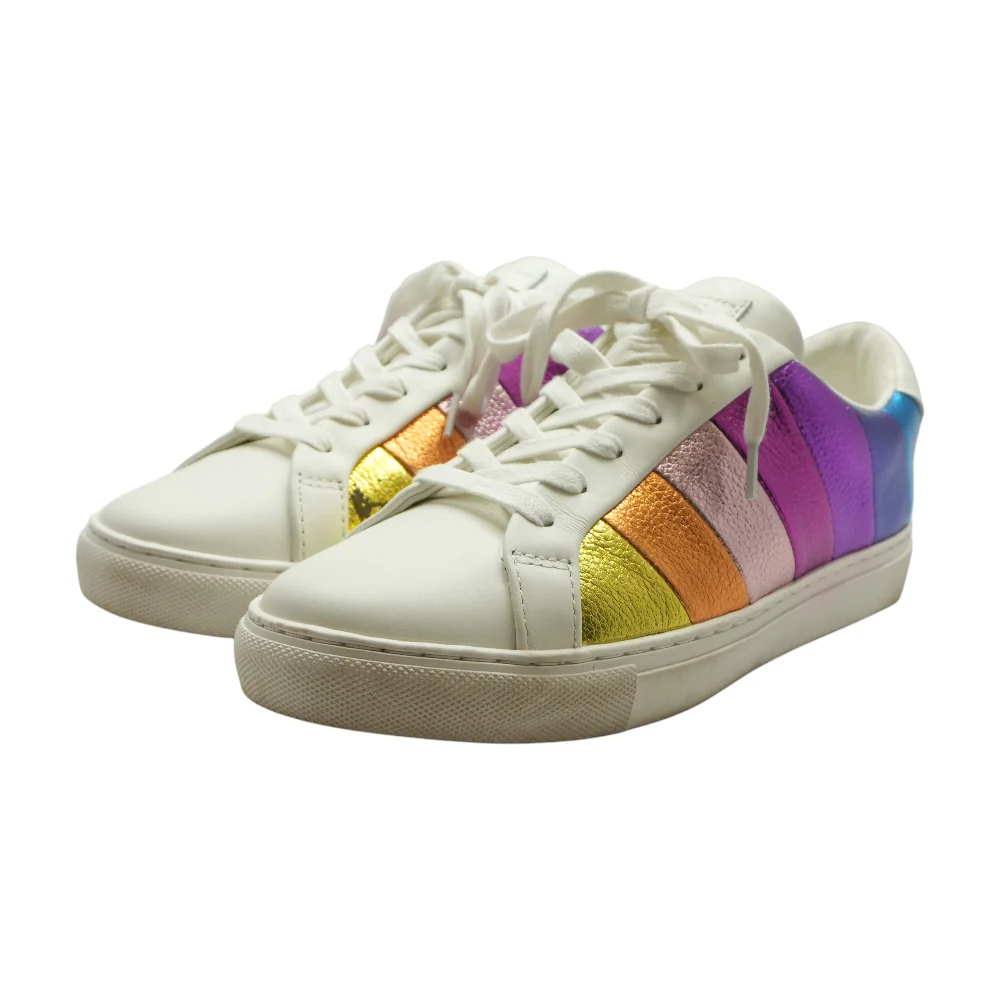 Lane Metallic Rainbow Stripe Lace Up Low-Top Athletic Shoes