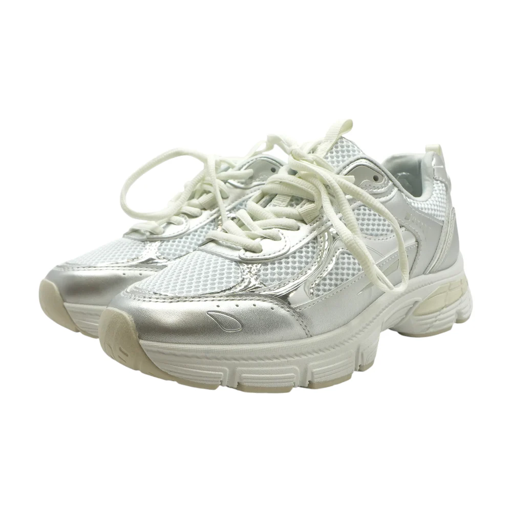 Silver Low-Top Athletic Shoes