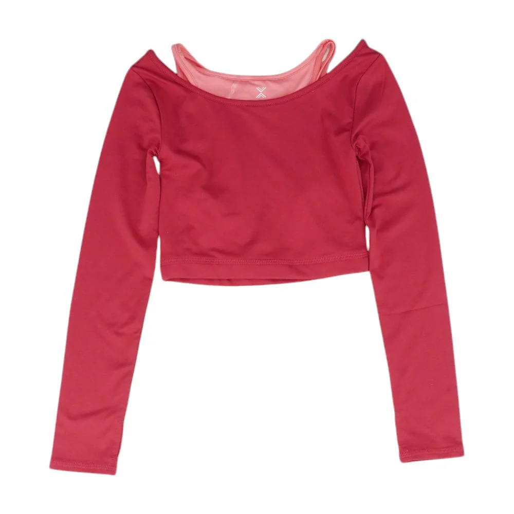 Magenta Solid Active T-Shirt - Image 2