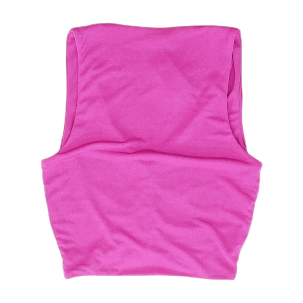 Magenta Solid Sleeveless Blouse - Image 2