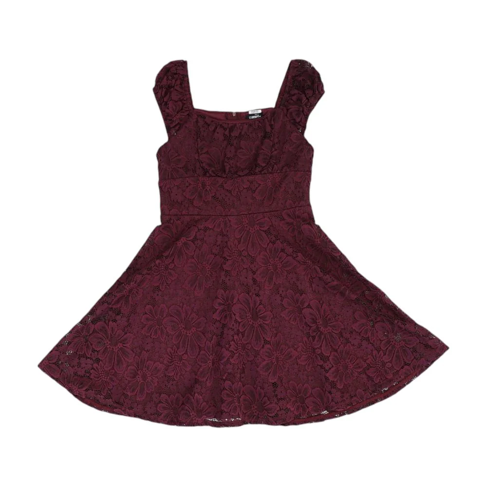Maroon Eyelet Dress