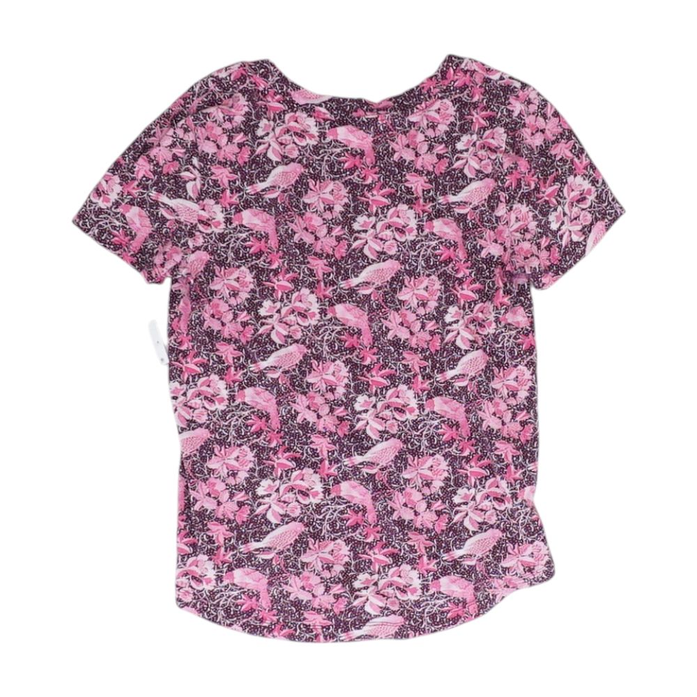 Mauve Floral V Neck T-Shirt - Image 2