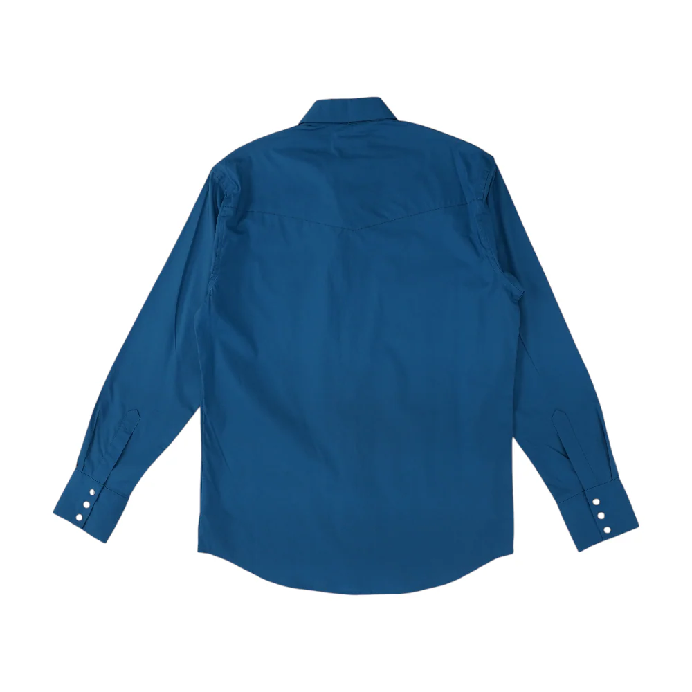 Blue Solid Long Sleeve Button Down - Image 2