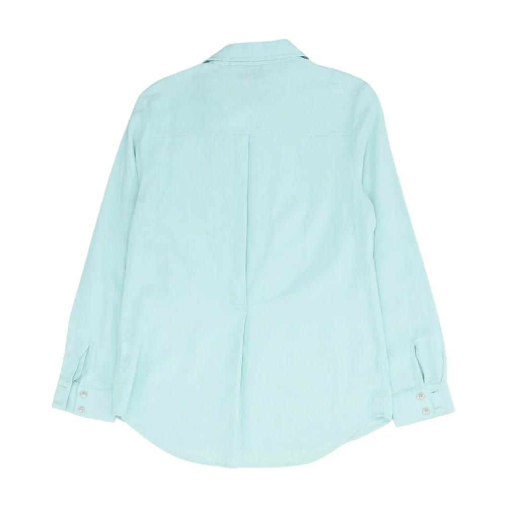 Blue Solid Long Sleeve Button Down - Image 2