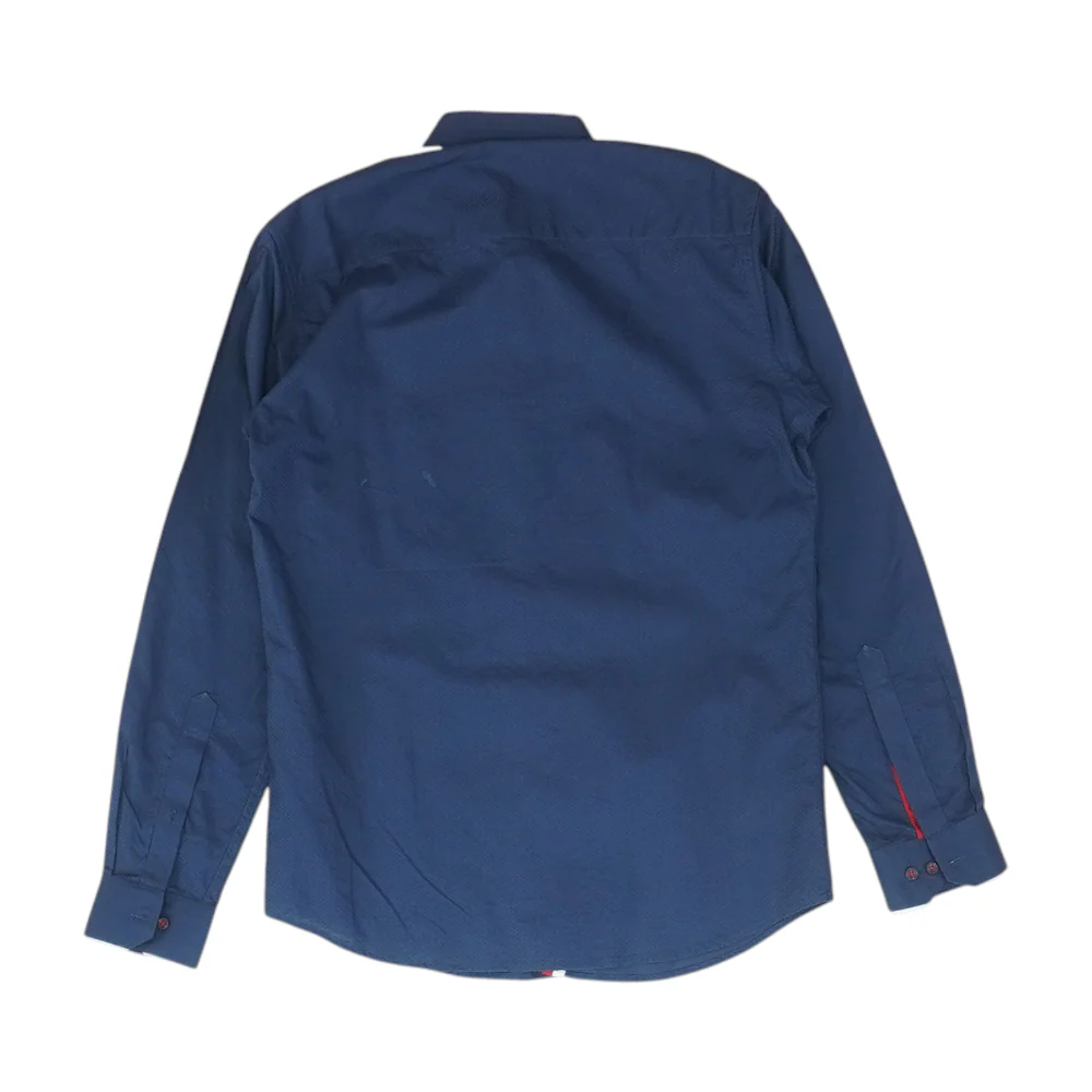 Blue Solid Long Sleeve Button Down - Image 2