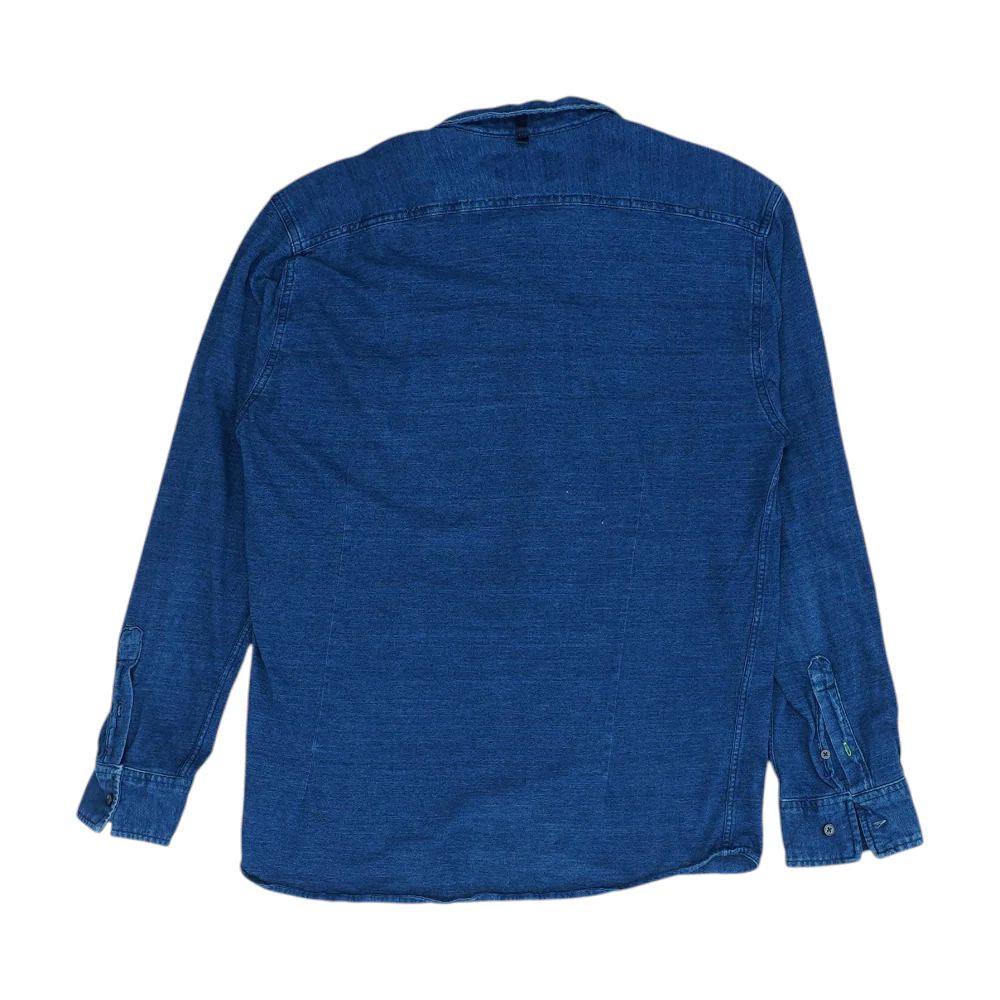 Blue Solid Long Sleeve Button Down - Image 2