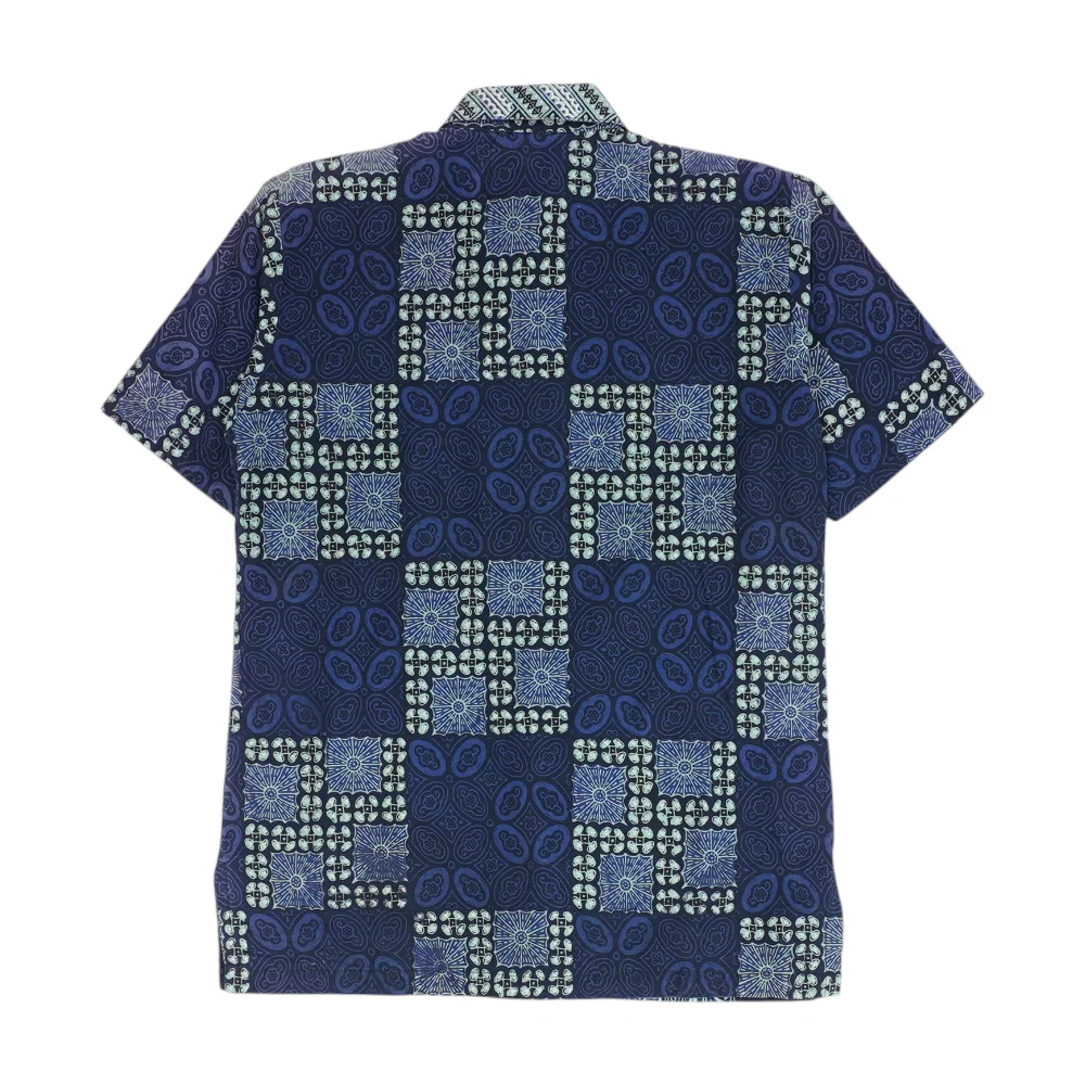 Navy Graphic Short Sleeve Button Down - Image 2