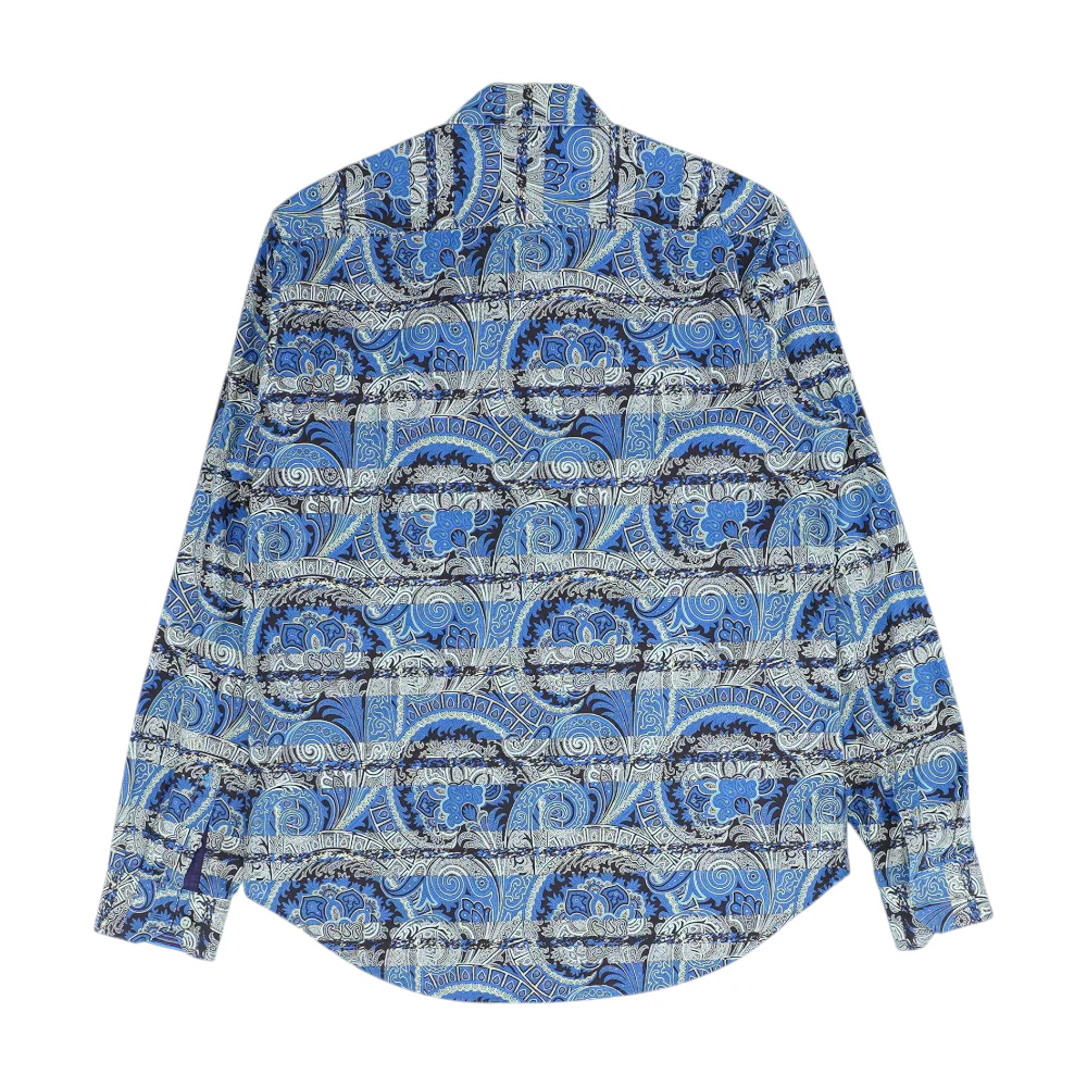Blue Graphic Long Sleeve Button Down - Image 2