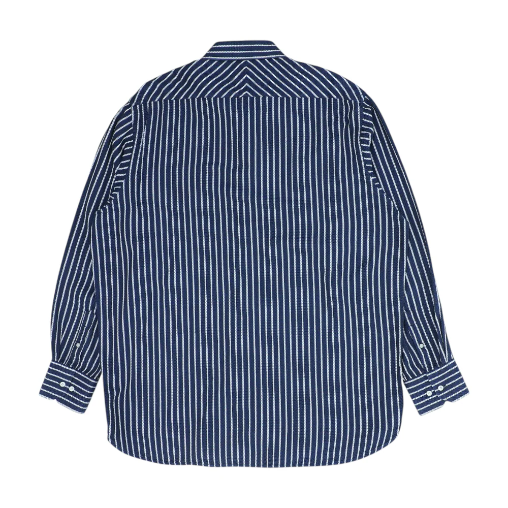 Navy Big & Tall Striped Long Sleeve Button Down - Image 2