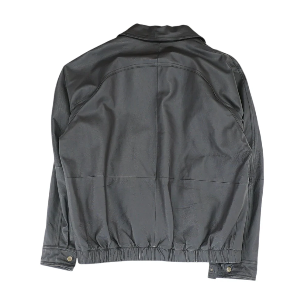 Brown Solid Leather Jacket - Image 2
