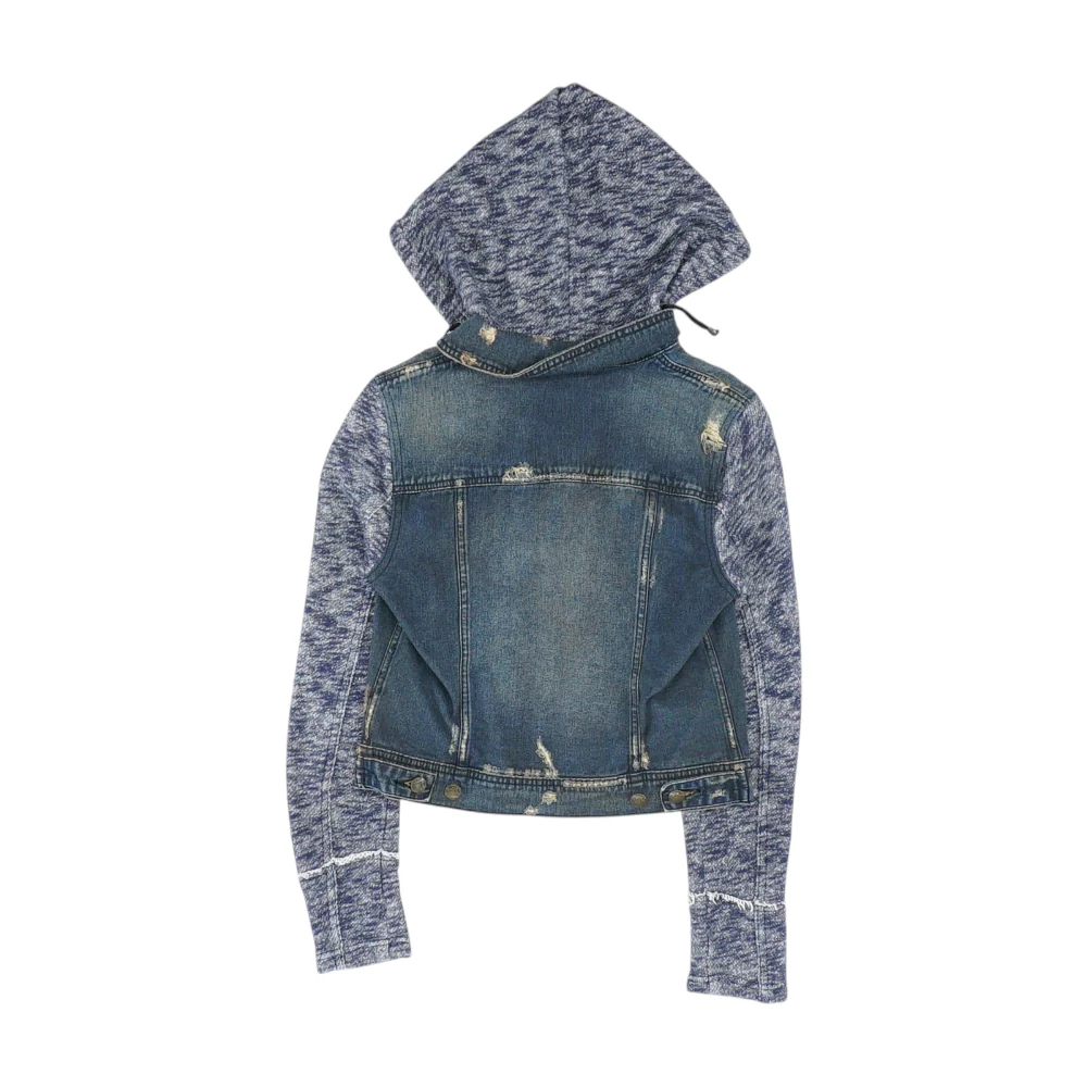 Blue Solid Denim Jacket - Image 2
