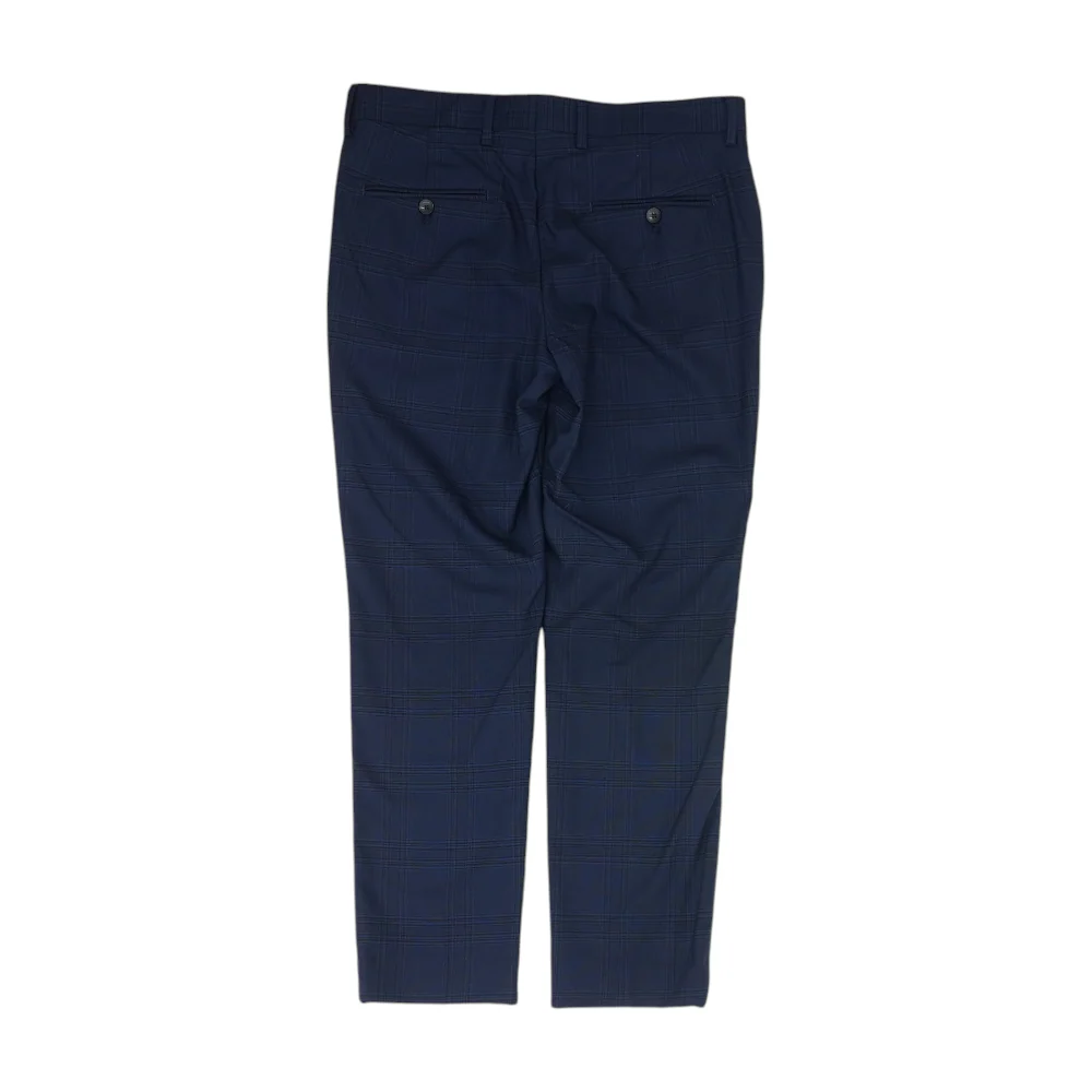 Navy Plaid Straight Pants - Image 2
