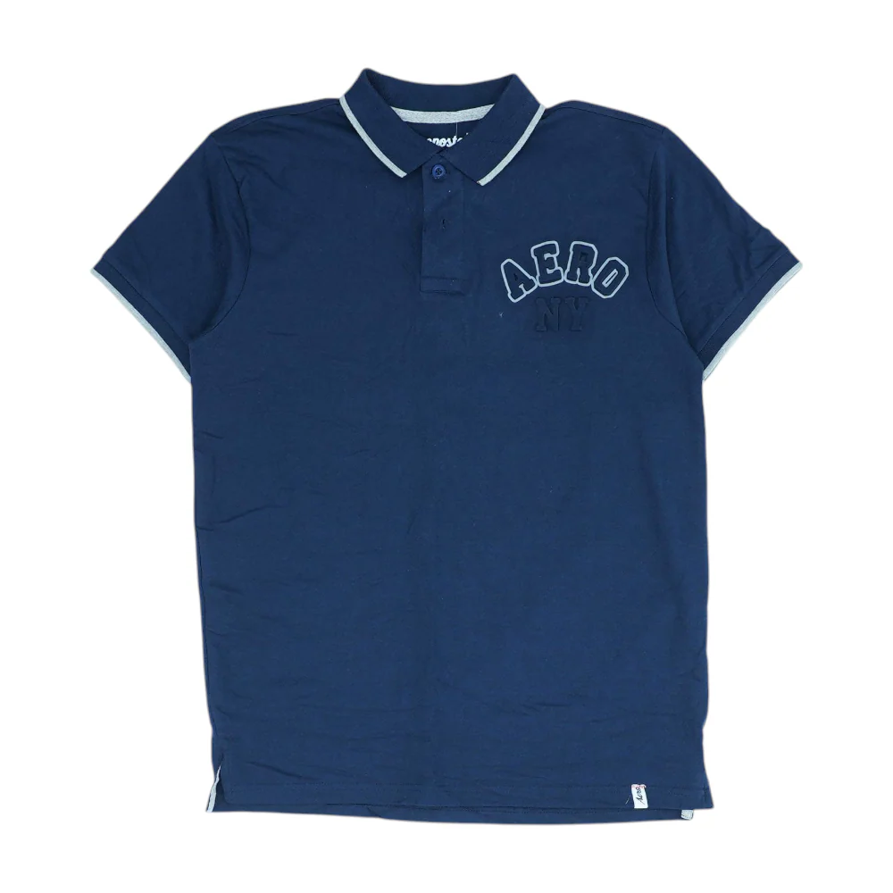 Navy Solid Short Sleeve Polo