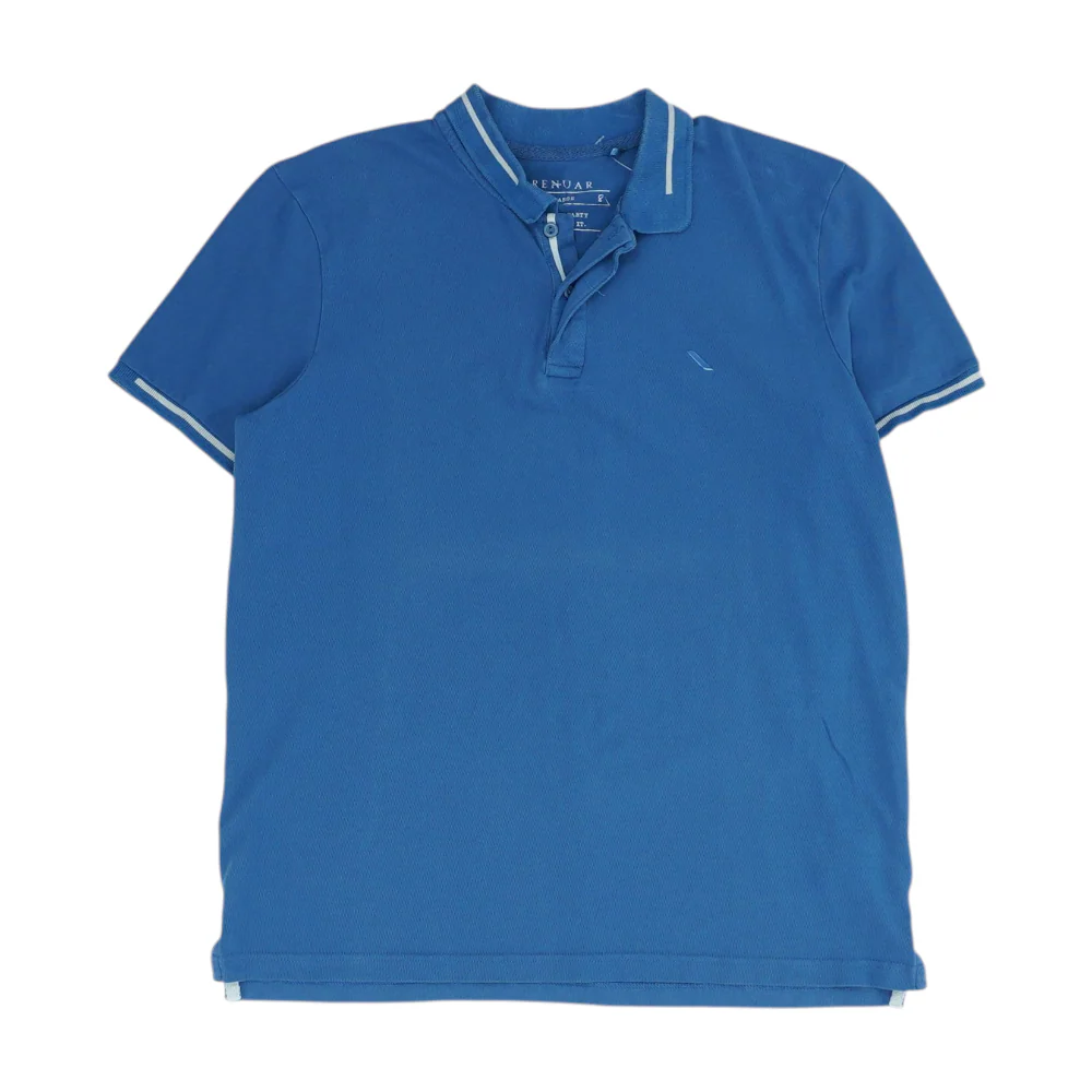Blue Solid Short Sleeve Polo
