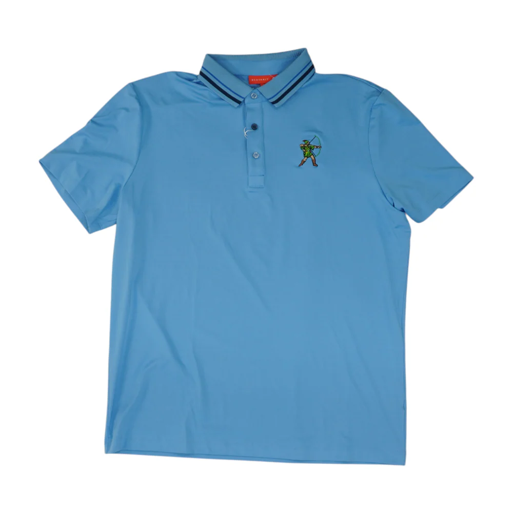 Blue Solid Short Sleeve Polo