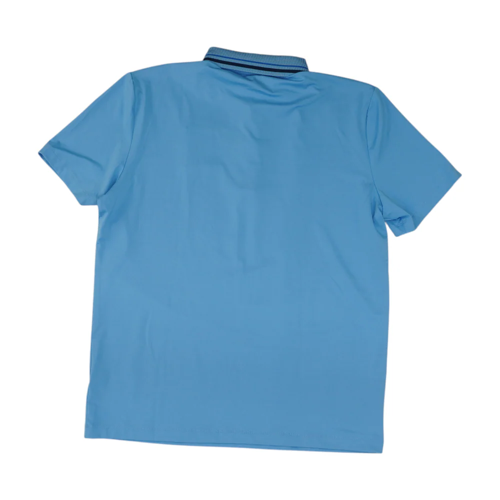 Blue Solid Short Sleeve Polo - Image 2