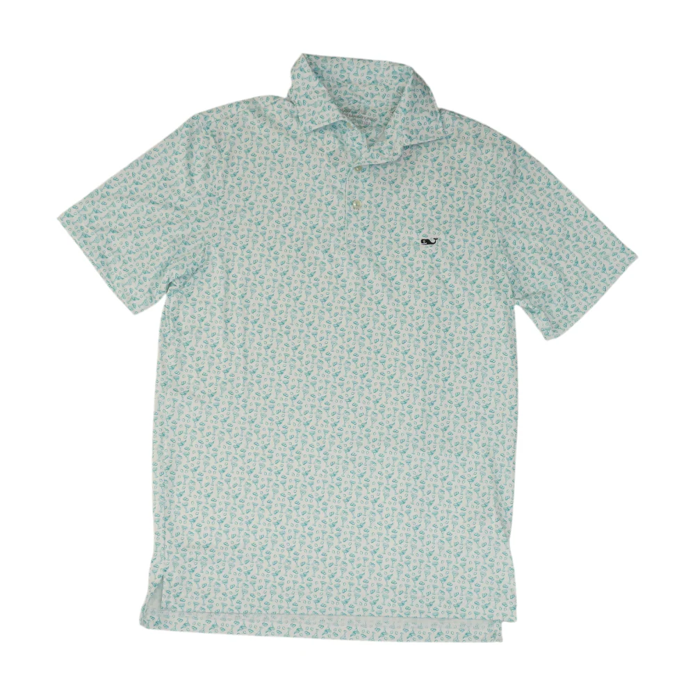 White Novelty Short Sleeve Polo