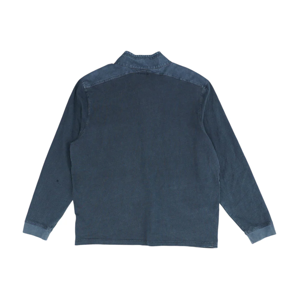 Gray Solid Long Sleeve Polo - Image 2