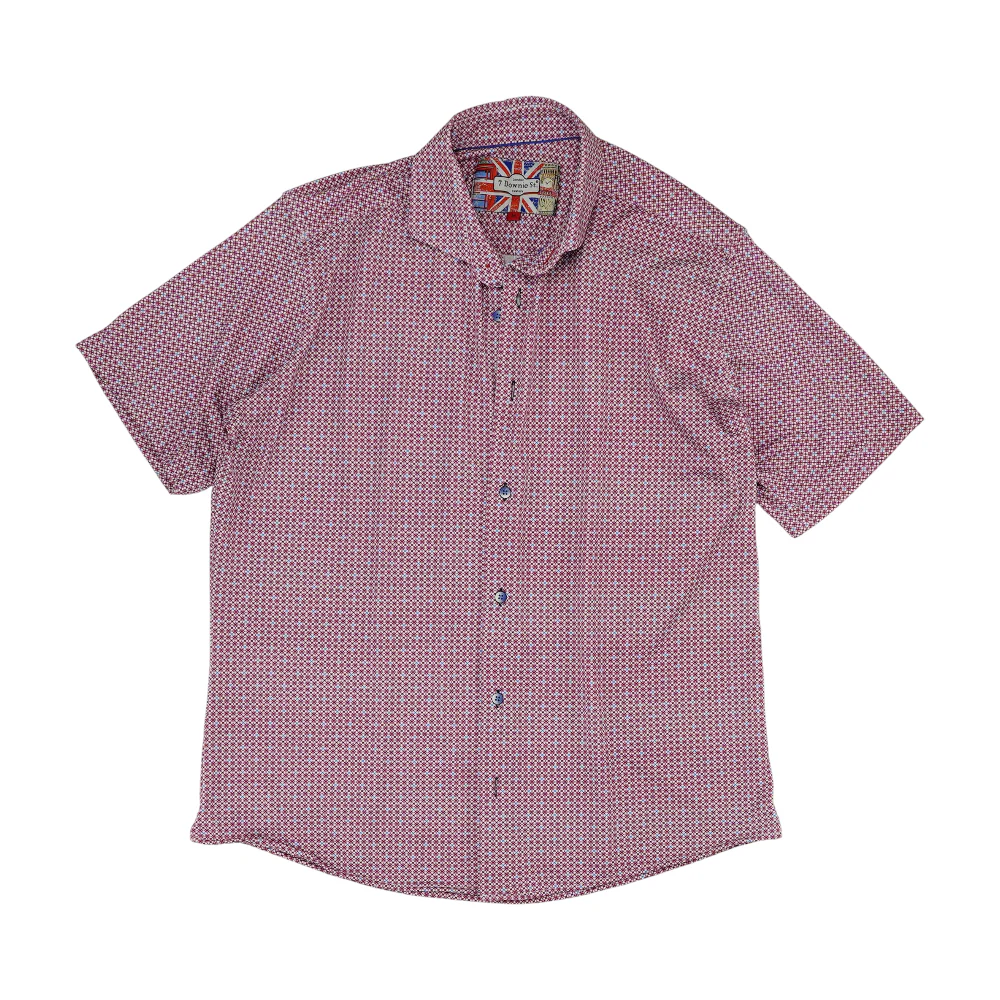 White Geometric Short Sleeve Button Down