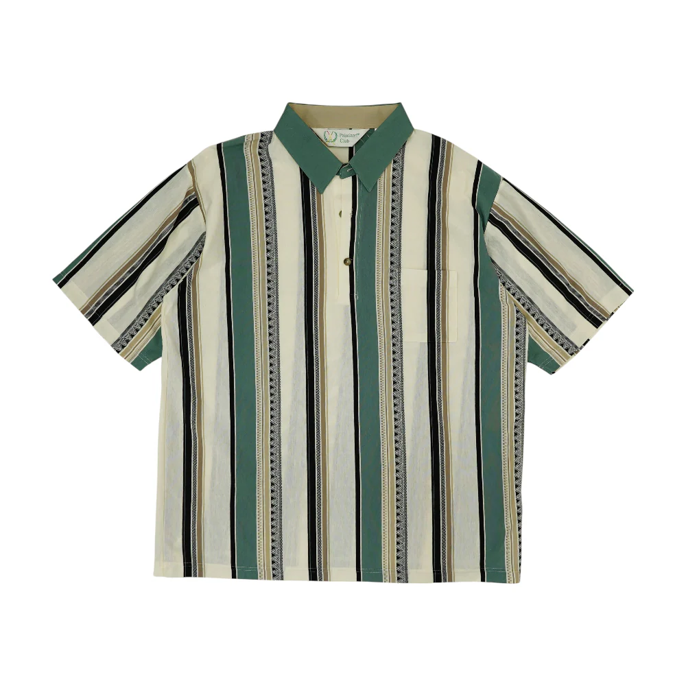 Ivory Striped Short Sleeve Polo