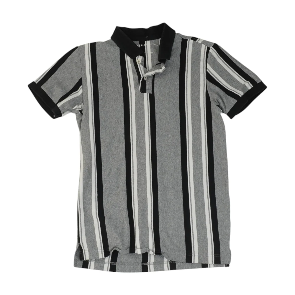 Gray Striped Short Sleeve Polo