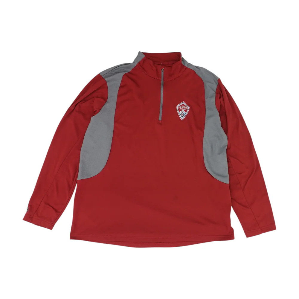 Red Color Block 1/4 Zip Pullover