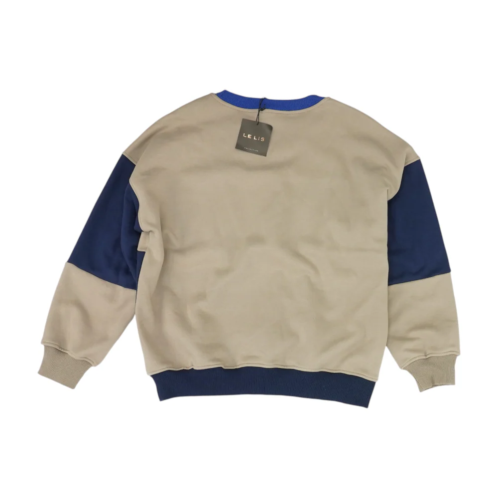 Blue Color Block Sweatshirt Pullover - Image 2